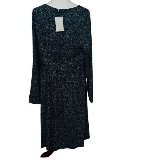 NEW Boden Abigail Jersey Dress Long Sleeve Mini Polka Dots Gathered Waist sz 16 - Picture 3 of 9